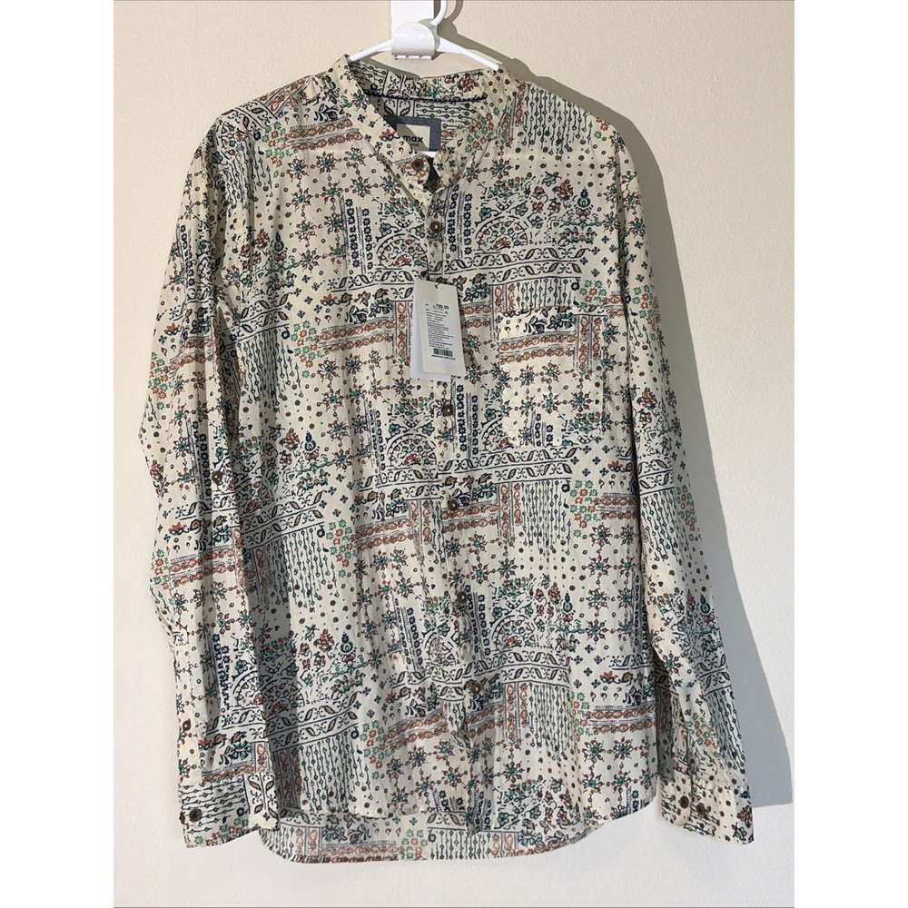 MAX Off White 100% Cotton Long Sleeved Kurta Shirt Mens XL Extra Large NEW NWT